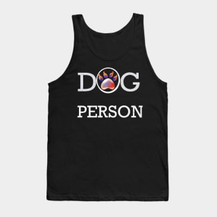 Distressed Dog person slogan with Cute Paw print pattern, psychedelic trippy colours colors Tank Top